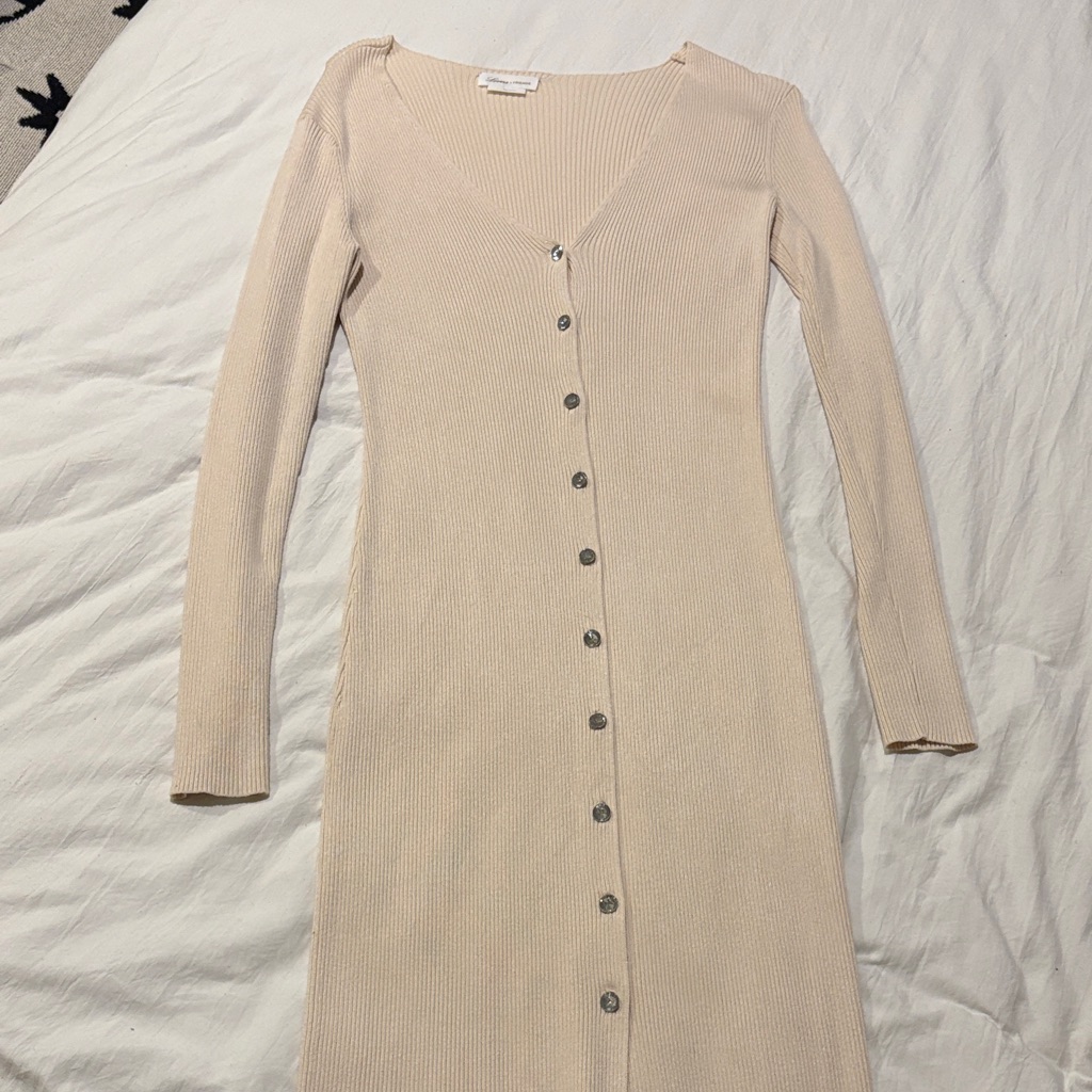Lovers And Friends Brand Elegant Cream ButtonDown Sweater Dress